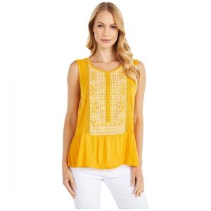 Lucky Brand Embroidered Peplum Top